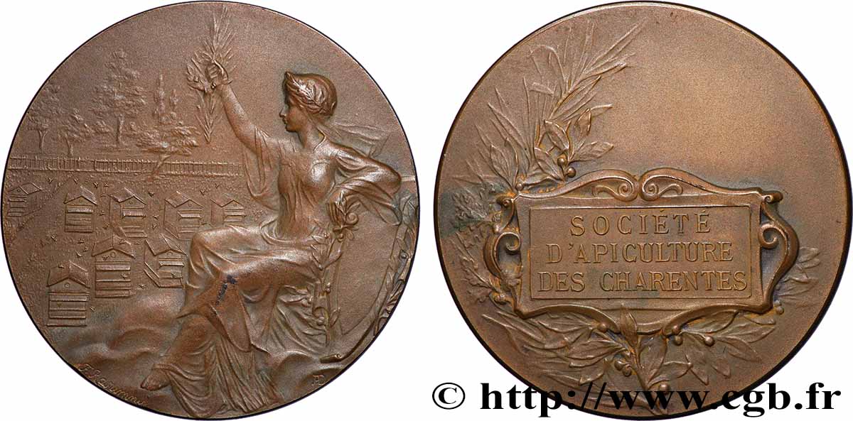 SOCIÉTÉS D&nbsp;AGRICULTURE, HORTICULTURE, PÈCHE ET CHASSE Médaille, Société d’apiculture des Charentes AU