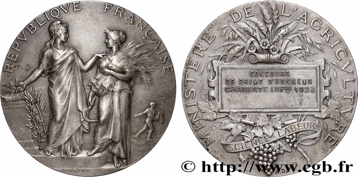 TROISIÈME RÉPUBLIQUE Médaille, Concours de prime d’honneur de Charente-Inférieure TTB+