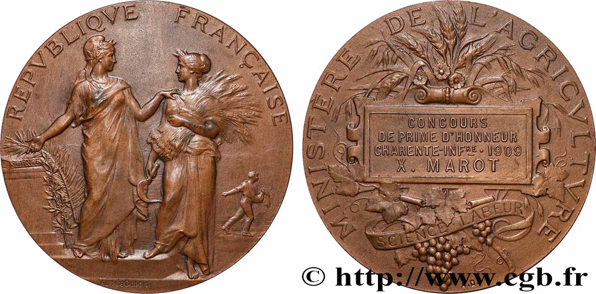 DRITTE FRANZOSISCHE REPUBLIK Médaille, Concours de prime d’honneur de Charente-Inférieure fVZ/VZ