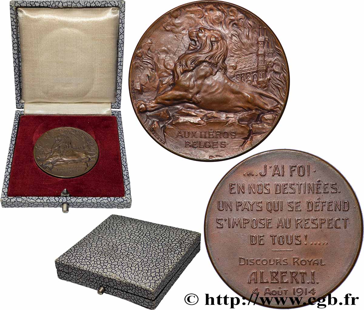 BELGIUM - KINGDOM OF BELGIUM - ALBERT I Médaille, Aux héros belges AU