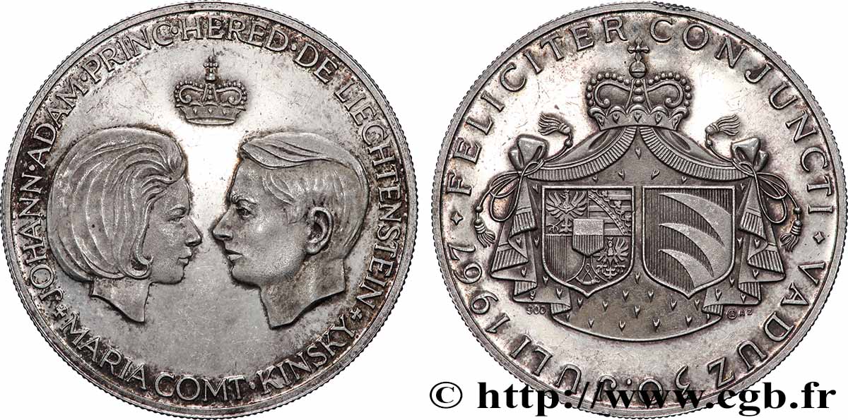 LIECHTENSTEIN - PRINCIPAUTÉ DE LIECHTENSTEIN - FRANÇOIS JOSEPH II Médaille, mariage du prince héréditaire TTB+