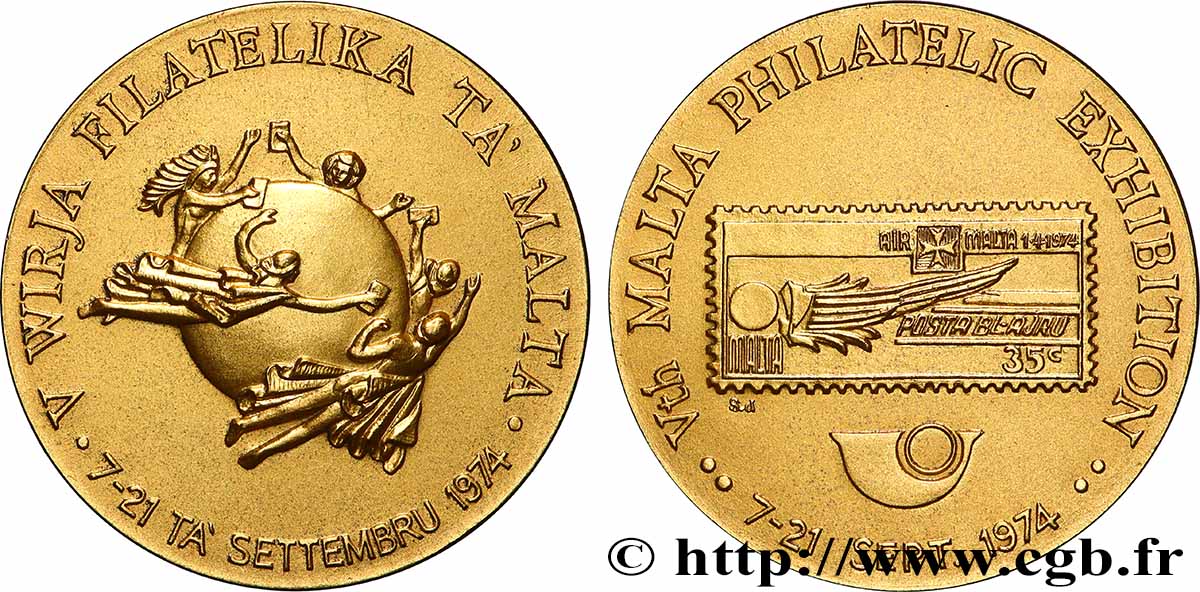 MALTA Médaille de la 5e exposition philatélique AU