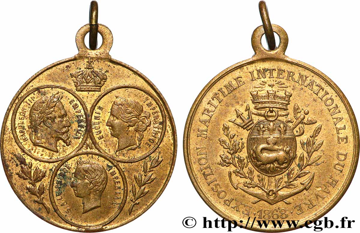 SECOND EMPIRE Médaillette, Exposition maritime internationale du Havre TTB