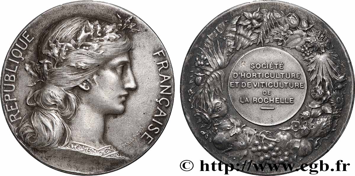 SOCIÉTÉS D&nbsp;AGRICULTURE, HORTICULTURE, PÊCHE ET CHASSE Médaille, Société d’horticulture et de viticulture de La Rochelle TTB+
