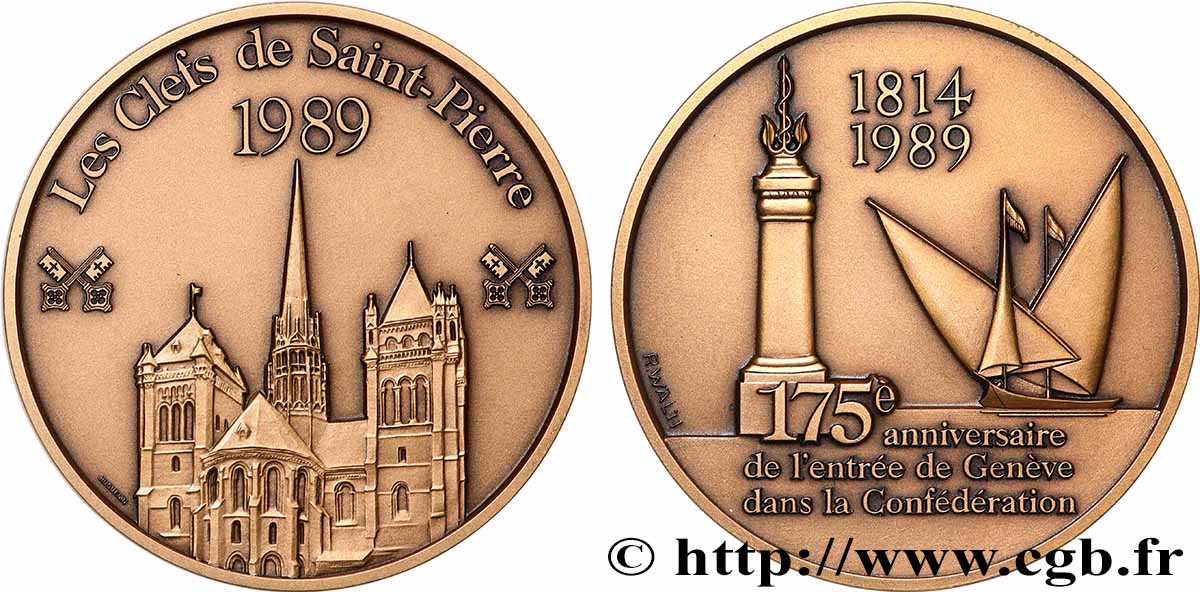 SUISSE Médaille, 175e anniversaire de l’entrée de Genève dans la Confédération SUP