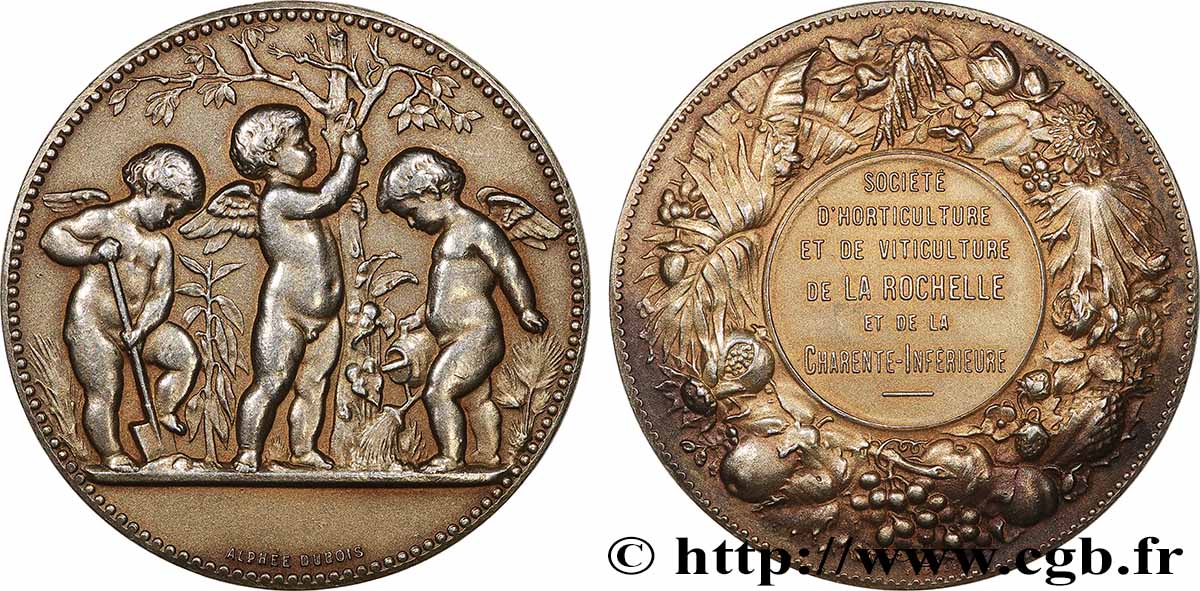 SOCIÉTÉS D&nbsp;AGRICULTURE, HORTICULTURE, PÊCHE ET CHASSE Médaille, Société d’Horticulture et de viticulture de La Rochelle TTB+