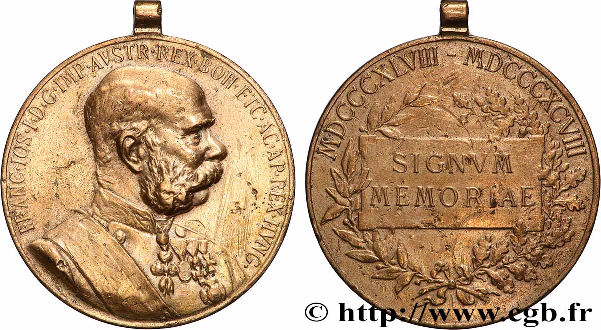 AUTRICHE - FRANÇOIS-JOSEPH Ier Médaille du jubilé, Signum memoriae TB+
