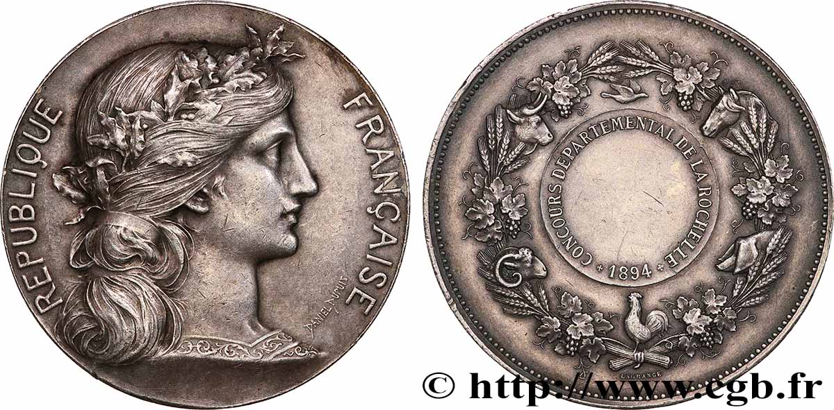 TROISIÈME RÉPUBLIQUE Médaille, Concours départemental de La Rochelle TTB+