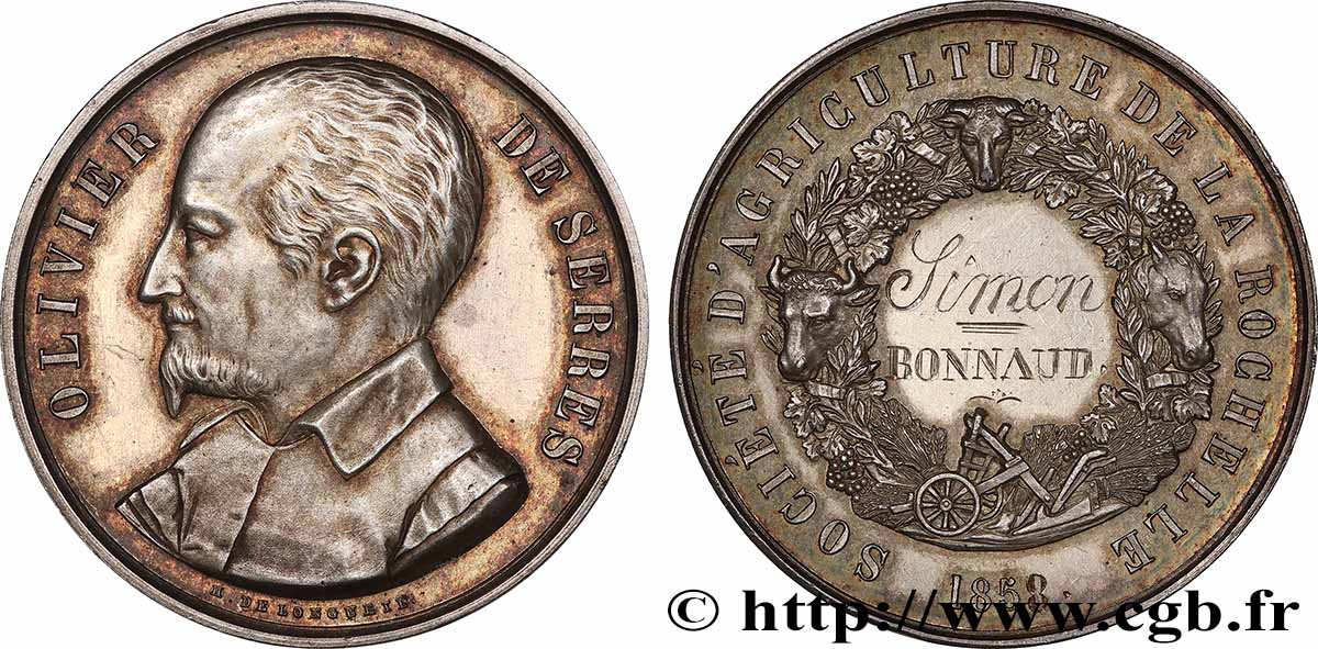SECOND EMPIRE Médaille, Société d’agriculture de La Rochelle TTB+