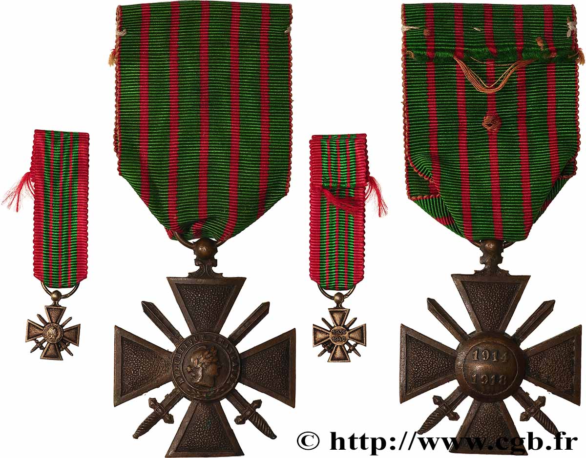 III REPUBLIC Croix de guerre, 1914-1918 accompagné de sa miniature AU