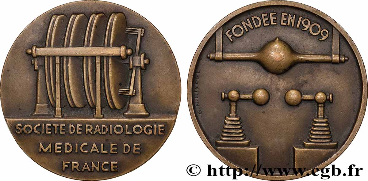 MÉDECINE - SOCIÉTÉS MÉDICALES - MÉDECINS/CHIRURGIENS - ASSISTANCE PUBLIQUE Médaille, Société de radiologie médicale de France  TTB+