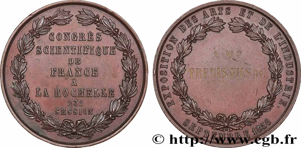 SECOND EMPIRE Médaille, Exposition des arts et de l’industrie TTB+