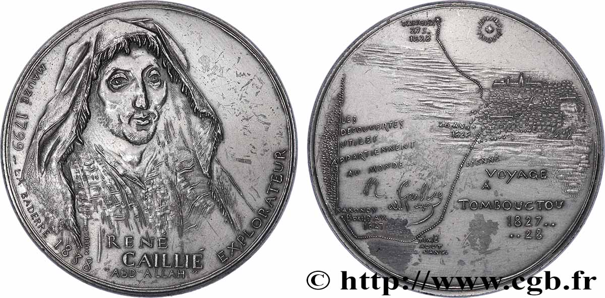 LITTÉRATURE : ÉCRIVAINS/ÉCRIVAINES - POÈTES Médaille, René Caillié, n°53 TTB+