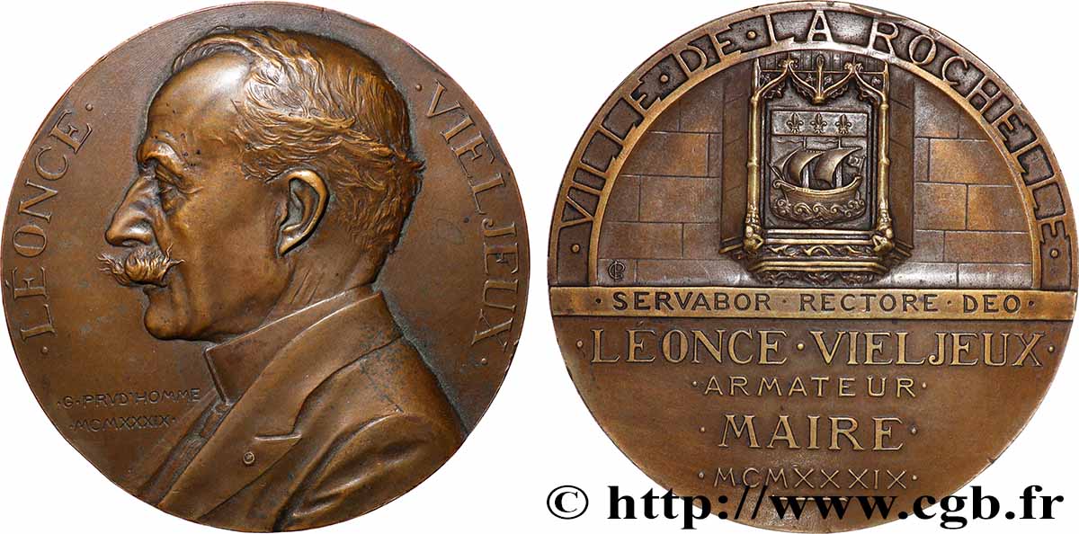 TROISIÈME RÉPUBLIQUE Médaille, Léonce Vieljeux TTB+