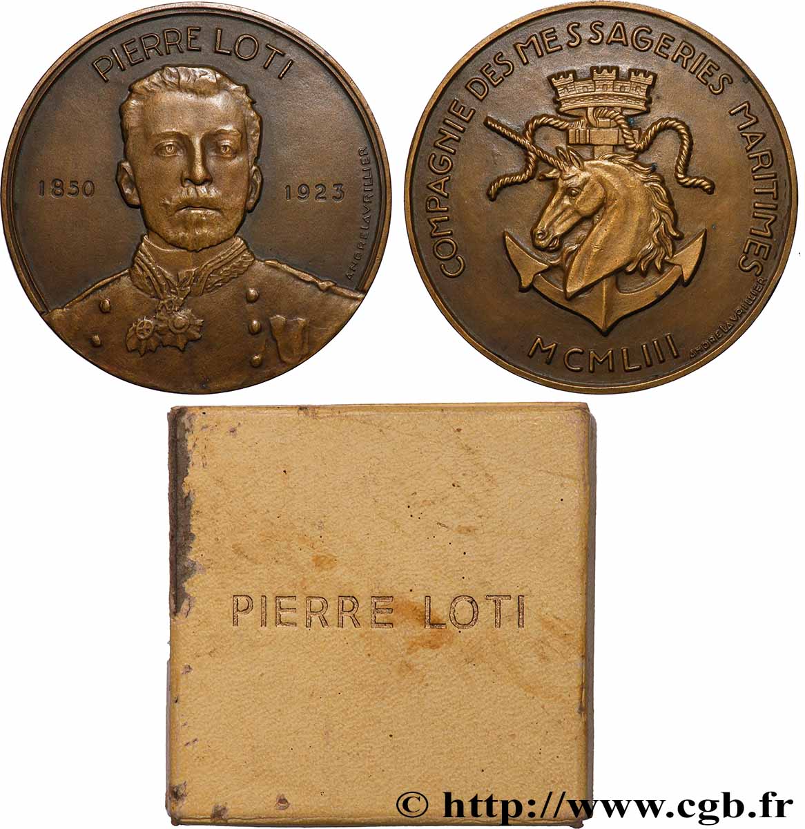IV REPUBLIC Médaille, Compagnie des messageries maritimes, Pierre Loti AU