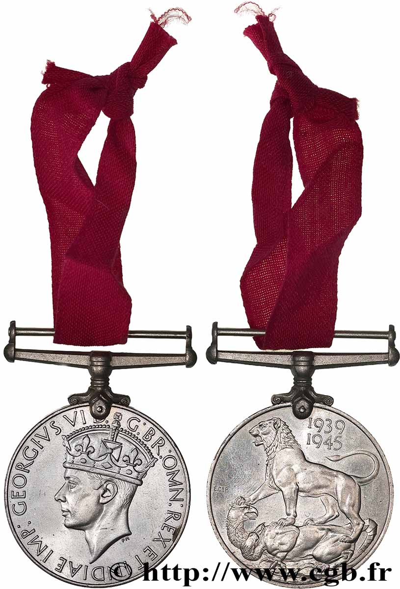 GRANDE-BRETAGNE - GEORGES VI Médaille de guerre, 1939-1945 fVZ