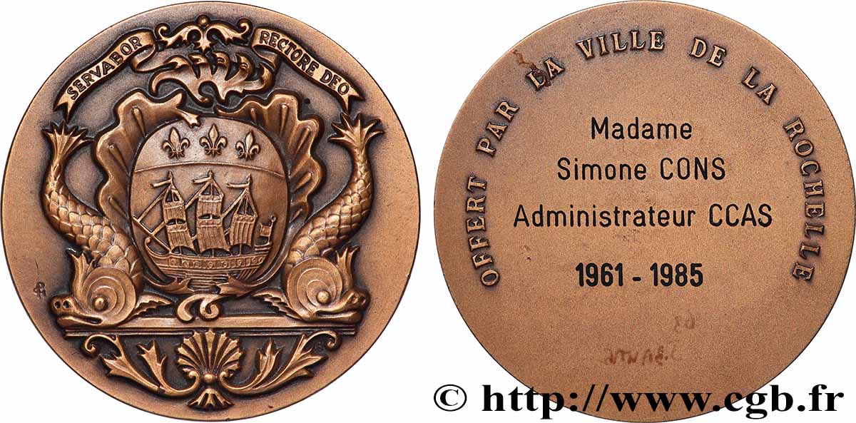 CINQUIÈME RÉPUBLIQUE Médaille, offerte par la ville SUP
