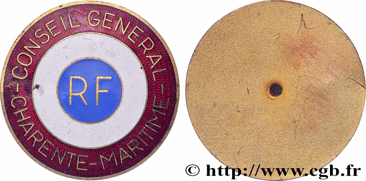 CONSEIL GÉNÉRAL, DÉPARTEMENTAL OU MUNICIPAL - CONSEILLERS Plaque, Conseil général de Charente-Maritime TTB