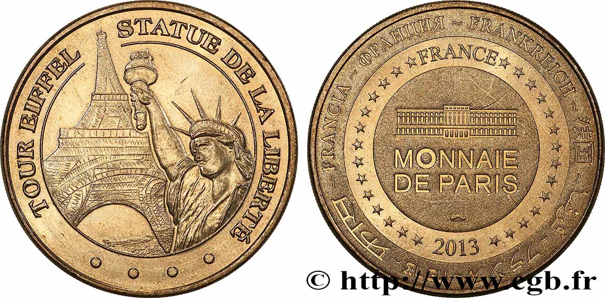 MÉDAILLES TOURISTIQUES Médaille touristique, Tour Eiffel et Statue de la liberté TTB+