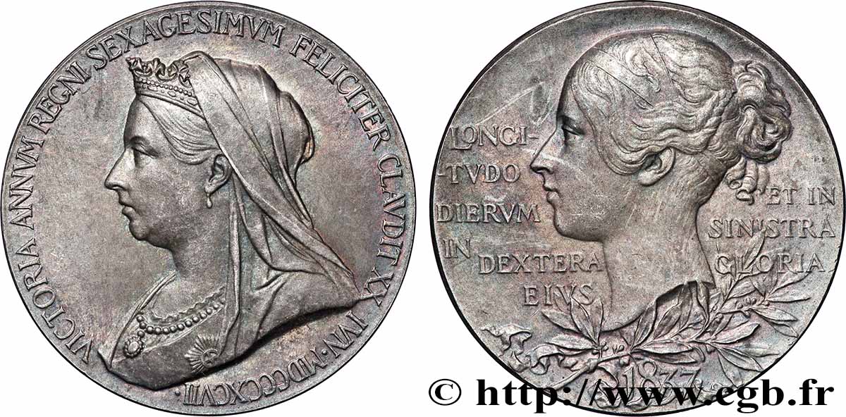 GRAN BRETAÑA - VICTORIA Médaille, 60e anniversaire de règne de Victoria EBC