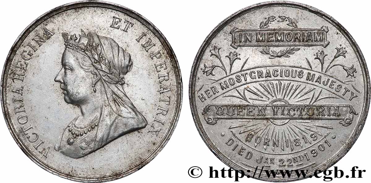 GREAT-BRITAIN - VICTORIA Médaille, Commémoration du décès de la reine Victoria XF