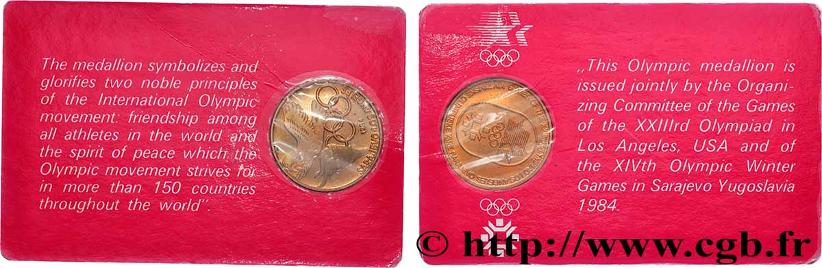 JEUX OLYMPIQUES Médaille souvenir, Jeux Olympiques de Sarajevo - Los Angeles fST