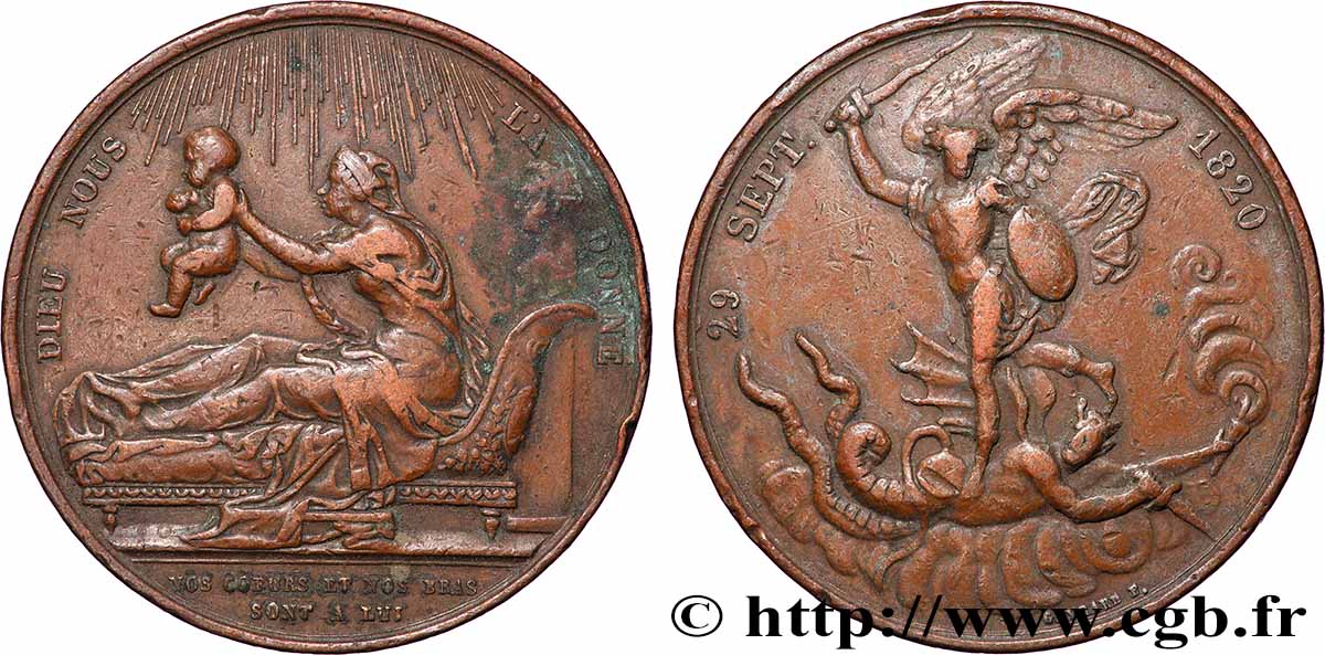 HENRY V COUNT OF CHAMBORD Médaille, Naissance de Henri, duc de Bordeaux, futur comte de Chambord XF