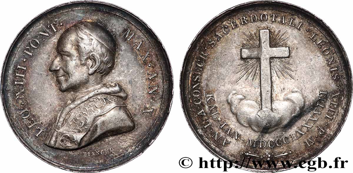 ITALIE - ÉTATS DU PAPE - LÉON XIII (Vincenzo Gioacchino Pecci) Médaille de sacerdoce TTB+