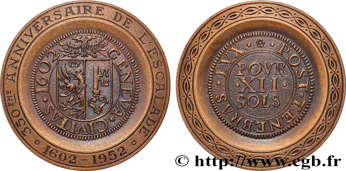 SVIZZERA  Médaille, 350e anniversaire de l’Escalade q.SPL