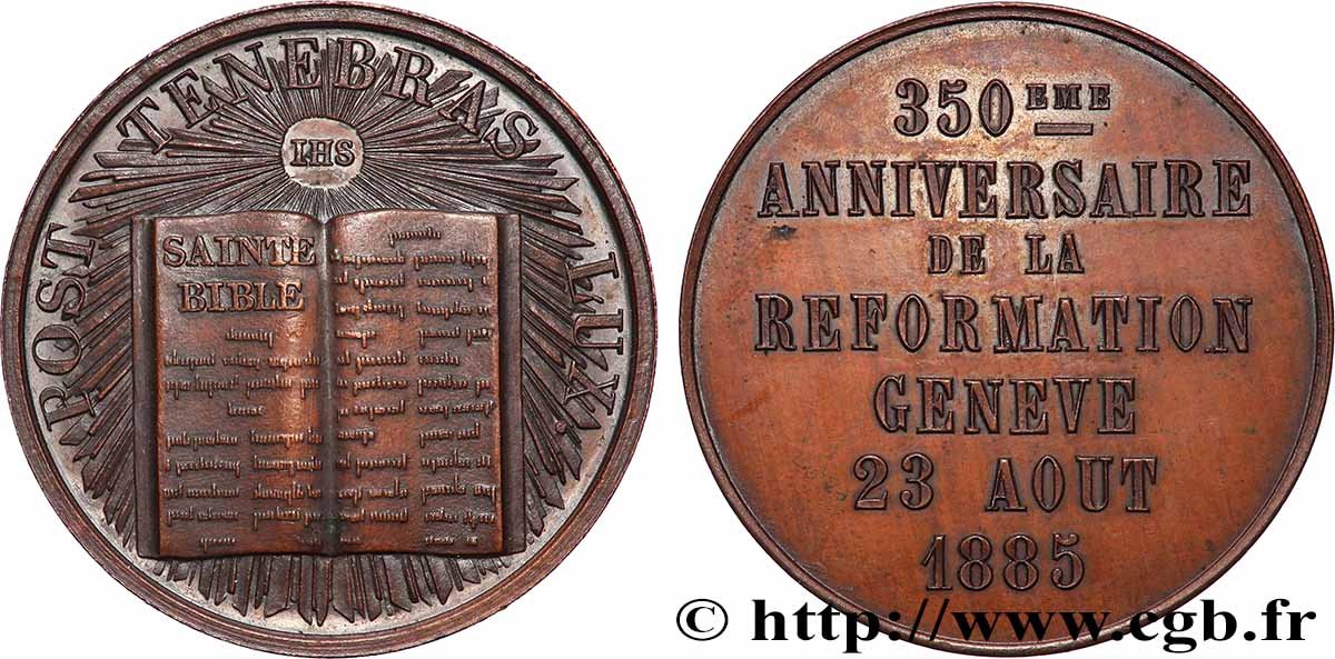 SUISSE - CONFÉDÉRATION HELVÉTIQUE Médaille, 350e anniversaire de la réformation TTB+