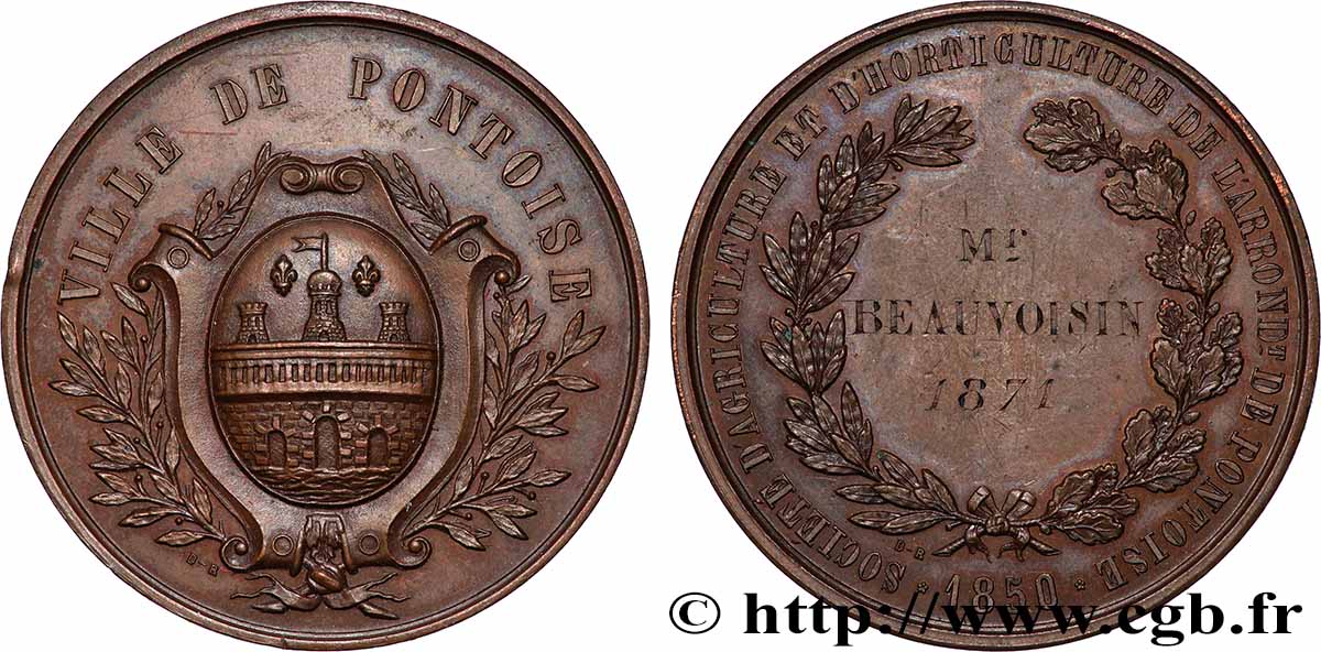 III REPUBLIC Médaille, Société d’agriculture et d’horticulture de Pontoise AU
