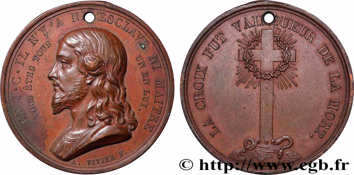 MÉDAILLES RELIGIEUSES Médaille, La Croix fut vainqueur de la mort TTB+