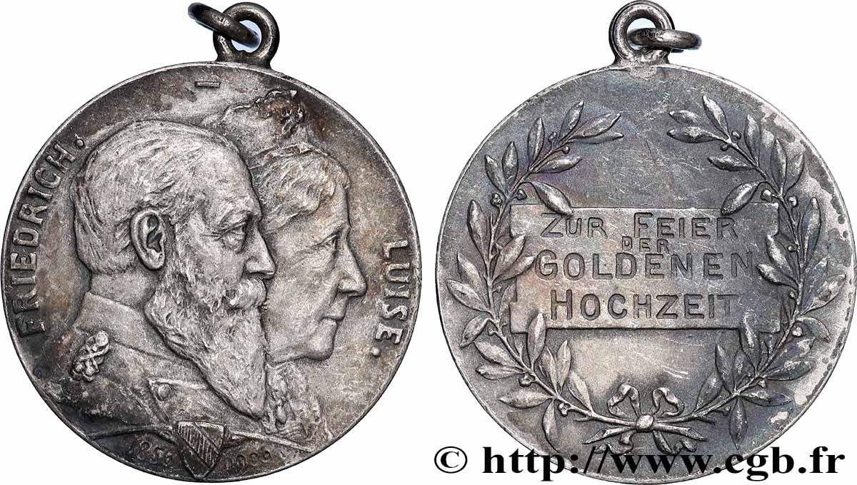 ALLEMAGNE - GRAND-DUCHÉ DE BADE - FRÉDÉRIC Ier Médaille, Noces d’or de Frédéric I, Grand Duc de Bade et de la Princesse Louise de Prusse fVZ