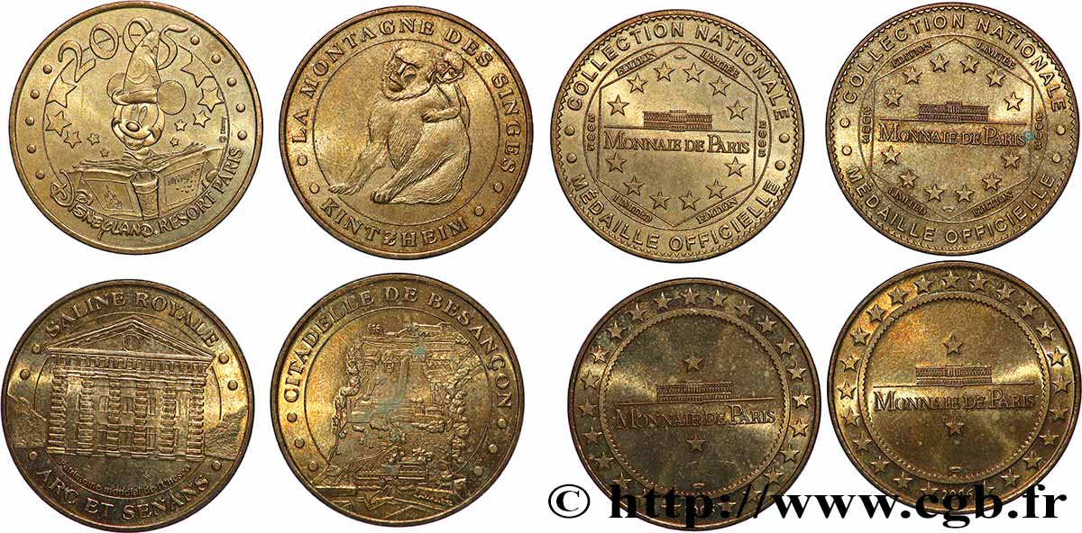 BUILDINGS AND HISTORY Médaille touristique, Lot de 4 ex. XF