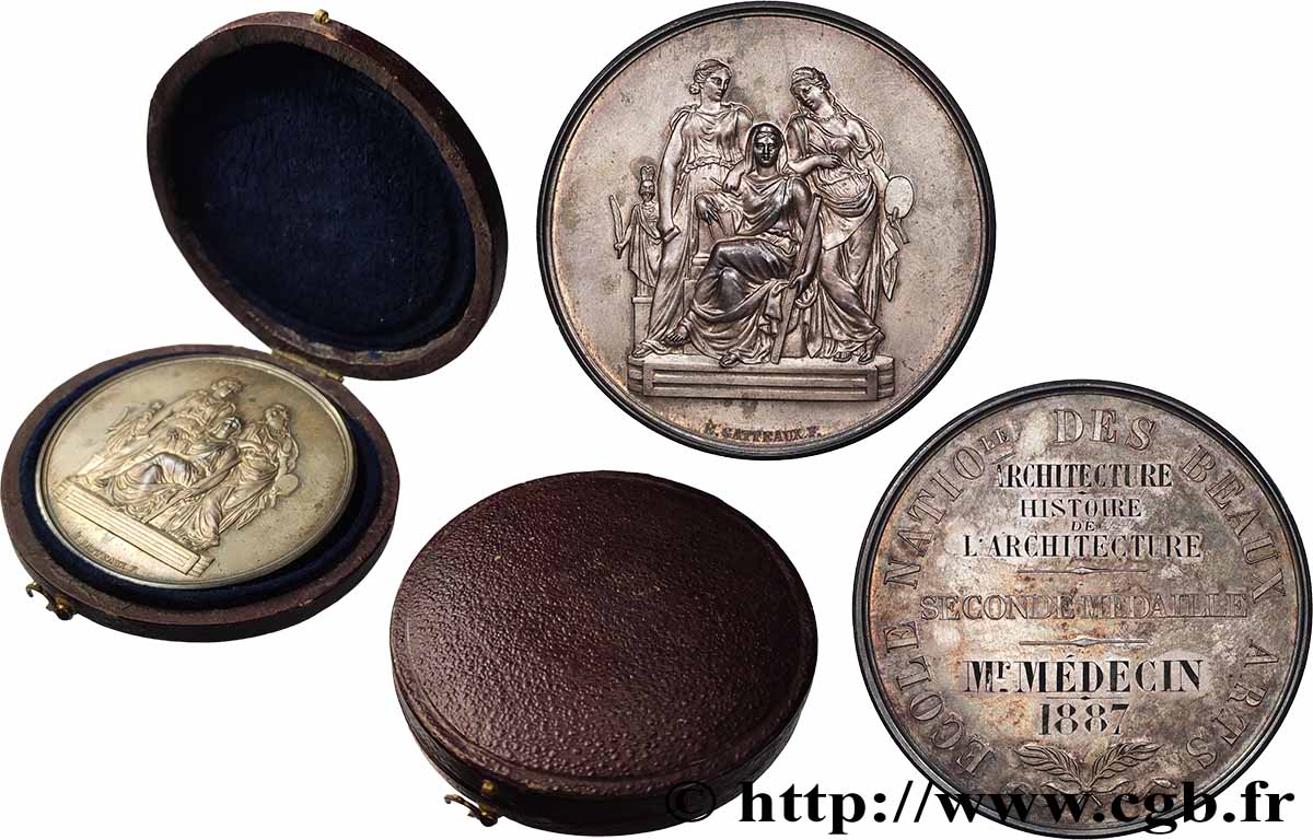 TROISIÈME RÉPUBLIQUE Médaille, École Nationale des Beaux-Arts, Histoire de l’architecture SUP