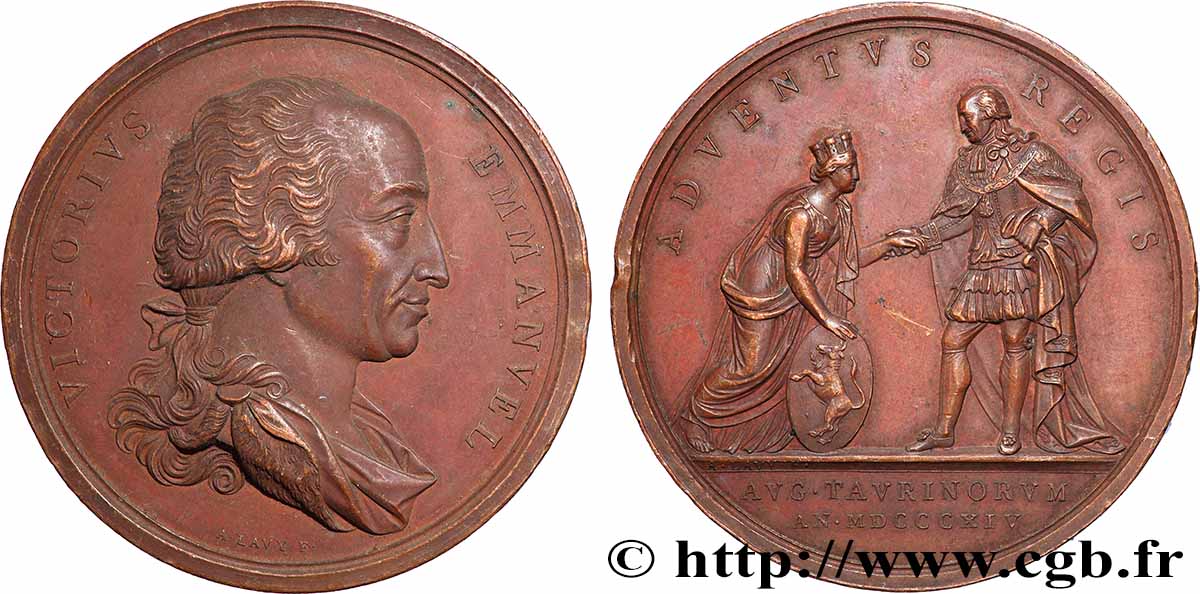 ITALIE - ROYAUME DE SARDAIGNE - VICTOR-EMMANUEL Ier Médaille, Retour du roi à Turin MBC