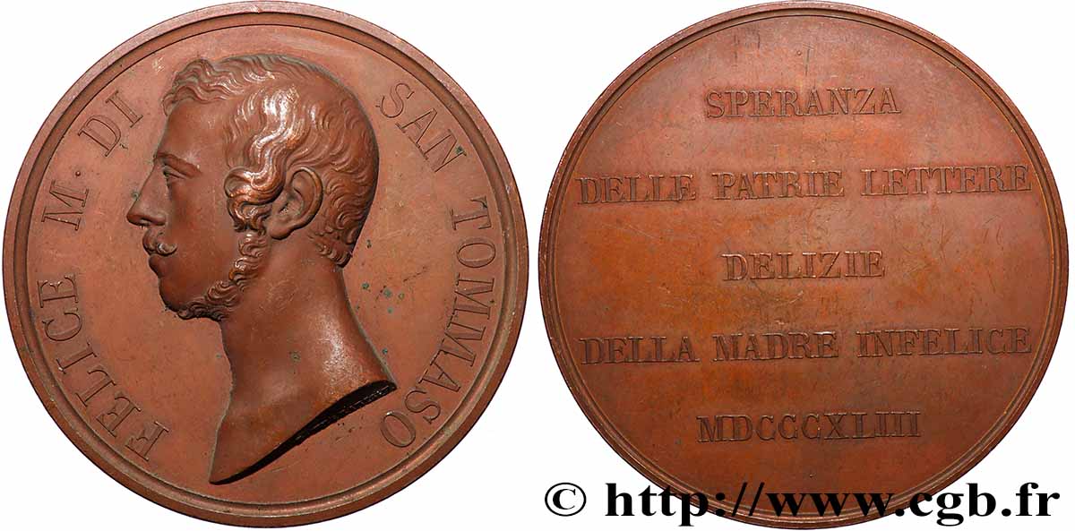 ITALIA - GRAN DUCADO DE TOSCANA - LEOPOLDO II Médaille, Hommage à Felice Carrone, marquis de San Tommaso  MBC+