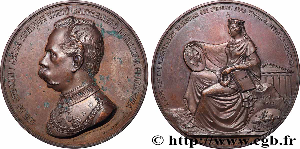 ITALIE - ROYAUME D&nbsp;ITALIE - HUMBERT Ier Médaille, Résurgence nationale TTB+