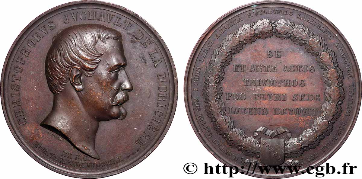 ITALIE - ÉTATS DU PAPE - PIE IX (Jean-Marie Mastai Ferretti) Médaille, Christophe Juchault de la Moricière TTB+