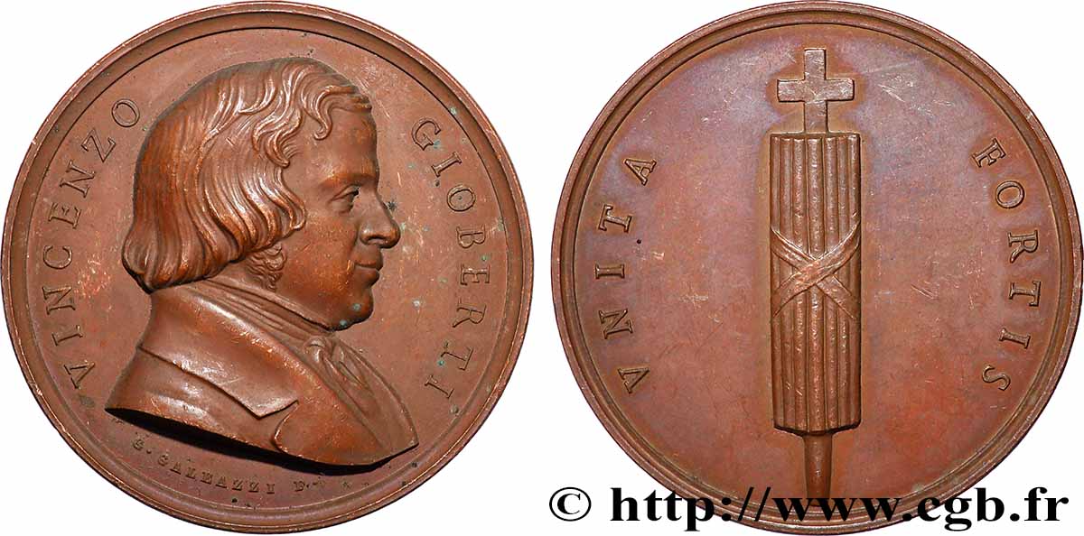 ITALIE - ROYAUME DE SARDAIGNE - CHARLES-ALBERT Médaille, Vincenzo Gioberti TTB+