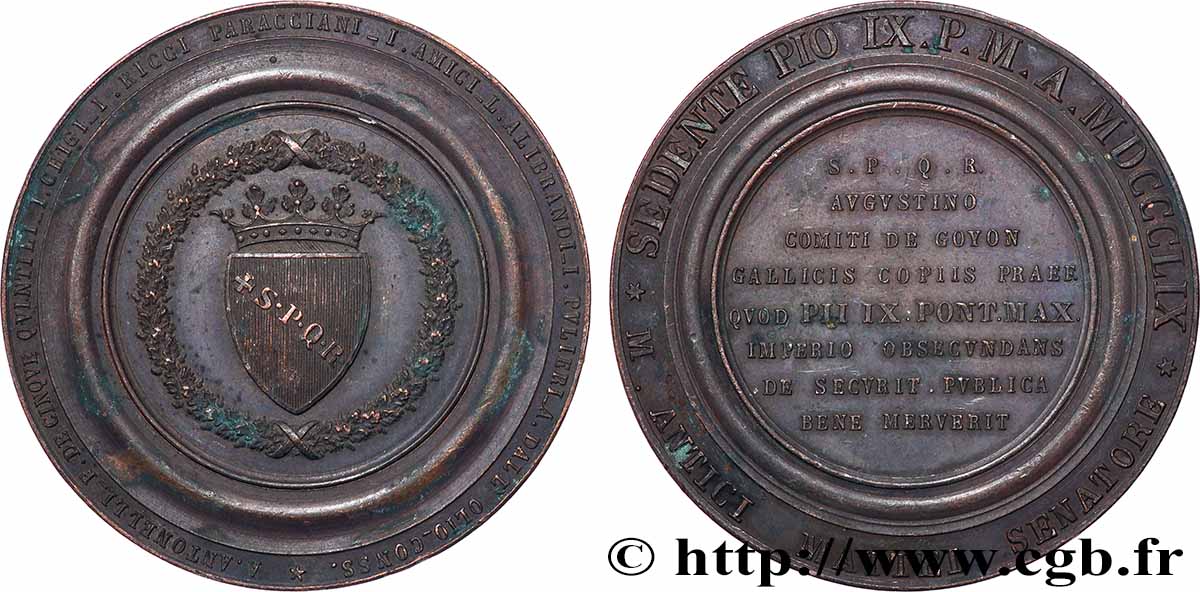 VATICAN - PIUS IX (Giovanni Maria Mastai Ferretti) Médaille, Au général De Goyon XF