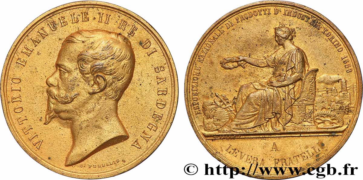 ITALIA - REGNO DI SARDEGNA - VITTORIO EMANUELE II Médaille, Exposition nationale des produits industriels BB