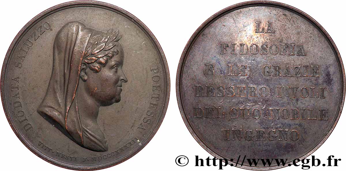 LITERATURE : WRITERS - POETS Médaille, Diodata Saluzzo Roero fVZ