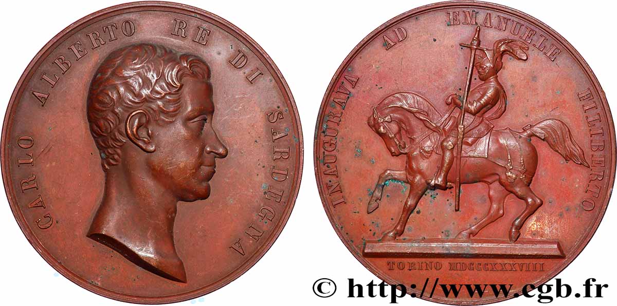 ITALY - KINGDOM OF SARDINIA - CHARLES-ALBERT Médaille, Inauguration, Statue équestre d’Emmanuel Philippe de Savoie AU