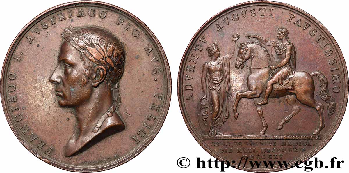 AUTRICHE - FRANÇOIS D&nbsp;AUTRICHE Médaille, Retour des provinces de Lombardie-Venetie BB