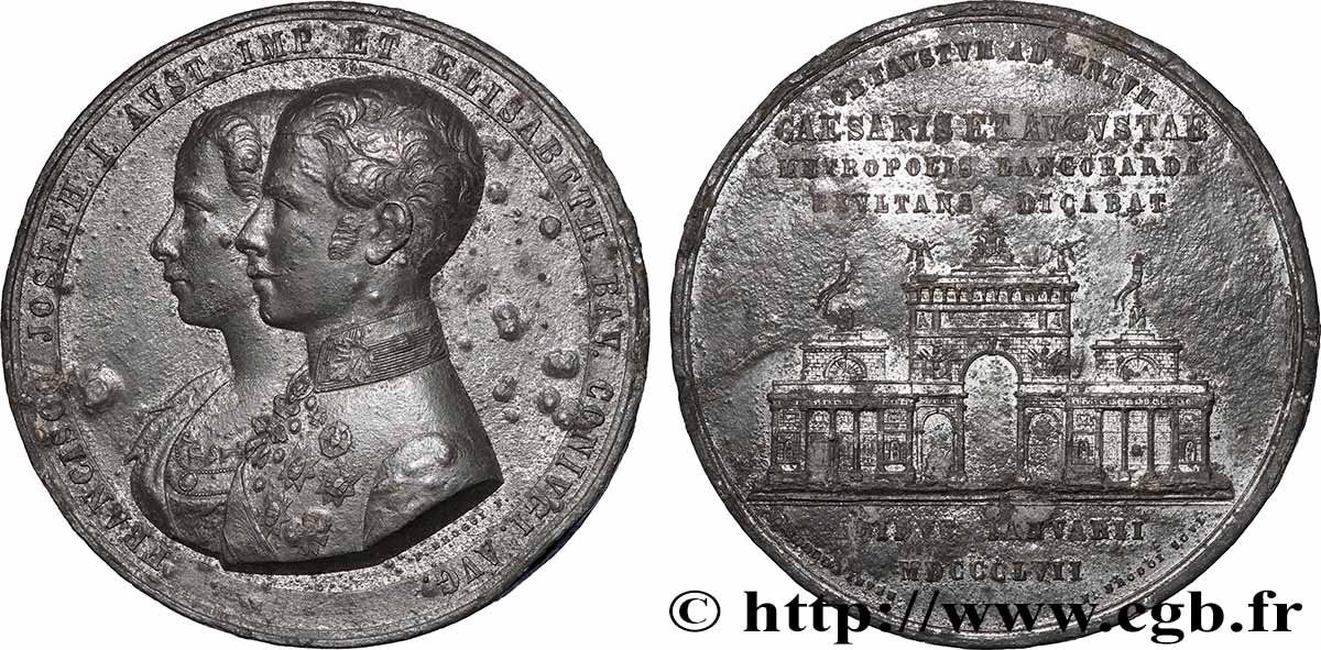 AUTRICHE - FRANÇOIS-JOSEPH Ier Médaille, Visite à Milan, Porta Venezia TB+