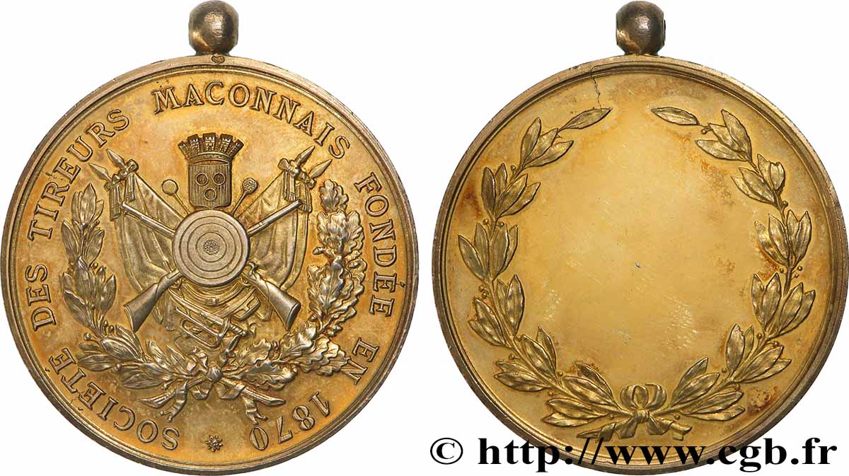 TROISIÈME RÉPUBLIQUE Médaille, Société des tireurs mâconnais  TTB+