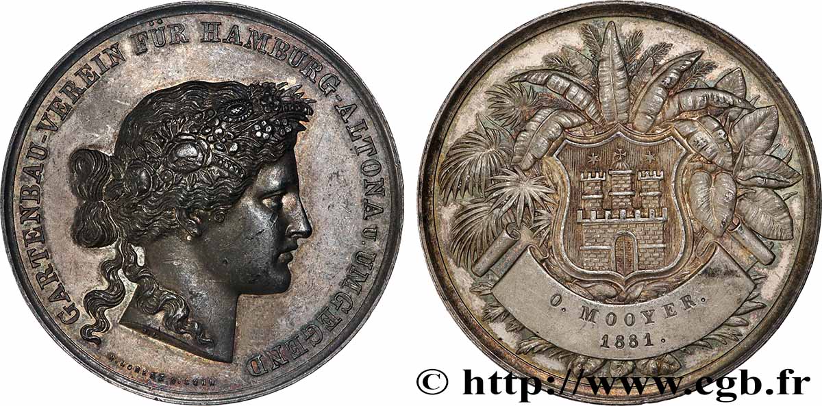 ALLEMAGNE - ROYAUME DE PRUSSE - GUILLAUME Ier Médaille, Société horticole de Hambourg-Altona et des environs fVZ