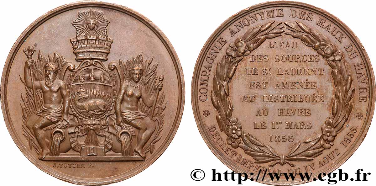 SECOND EMPIRE Médaille, Les sources de Saint Laurent AU