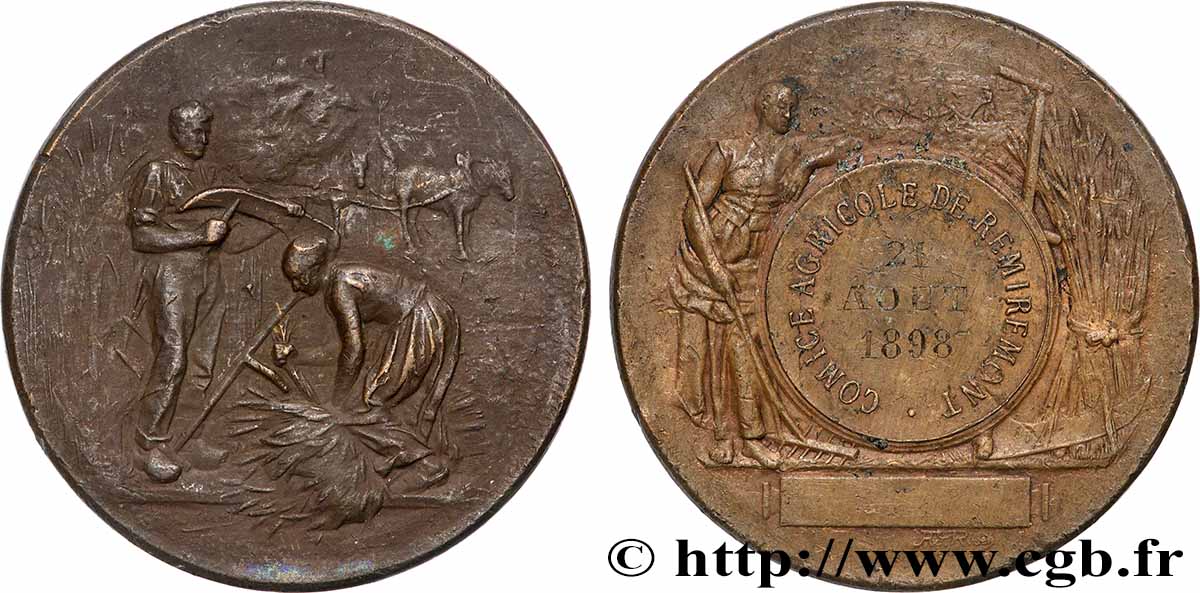 TROISIÈME RÉPUBLIQUE Médaille, Comice agricole  TTB